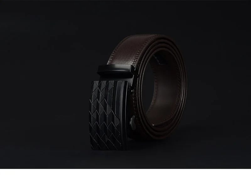 COWATHER Men's Automatic Buckle belt with Cow Genuine Leather BLACK BROWN Belts for Men brand Wide 3.5 cm CZ058
