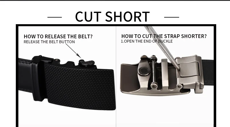COWATHER Men's Automatic Buckle belt with Cow Genuine Leather BLACK BROWN Belts for Men brand Wide 3.5 cm CZ058