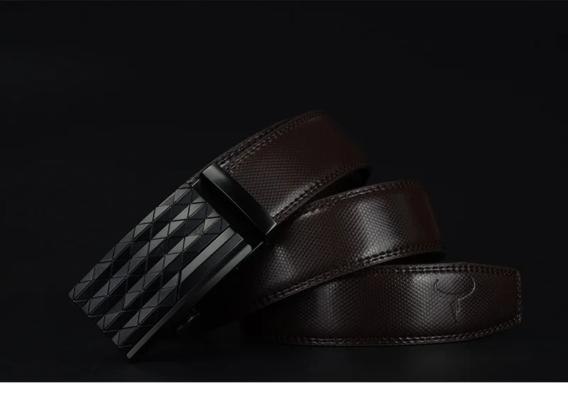 COWATHER Men's Automatic Buckle belt with Cow Genuine Leather BLACK BROWN Belts for Men brand Wide 3.5 cm CZ058