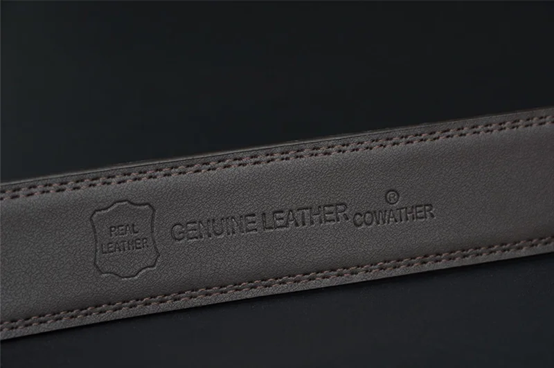 COWATHER Men's Automatic Buckle belt with Cow Genuine Leather BLACK BROWN Belts for Men brand Wide 3.5 cm CZ058