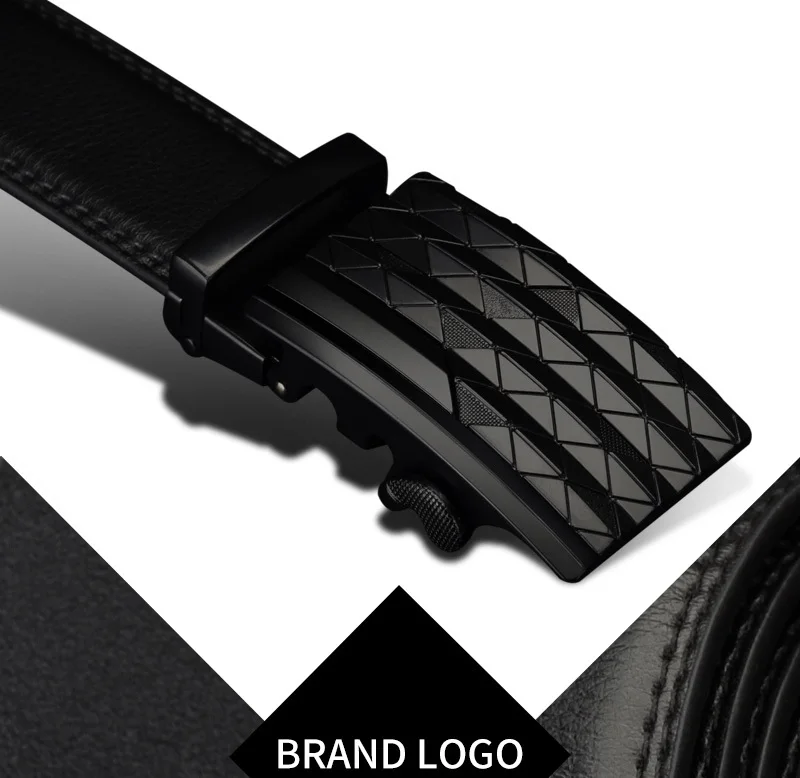 COWATHER Men's Automatic Buckle belt with Cow Genuine Leather BLACK BROWN Belts for Men brand Wide 3.5 cm CZ058