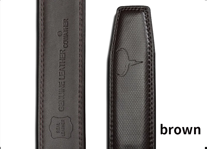 COWATHER Men's Automatic Buckle belt with Cow Genuine Leather BLACK BROWN Belts for Men brand Wide 3.5 cm CZ058