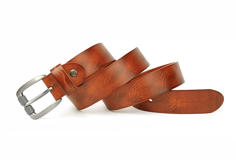 MEDYLA Men's Leather Belt Vintage Pin Buckle Natural Skin Waistband Strap Jeans Belt For Male Cowhide Belt Delivery In 24 Hours