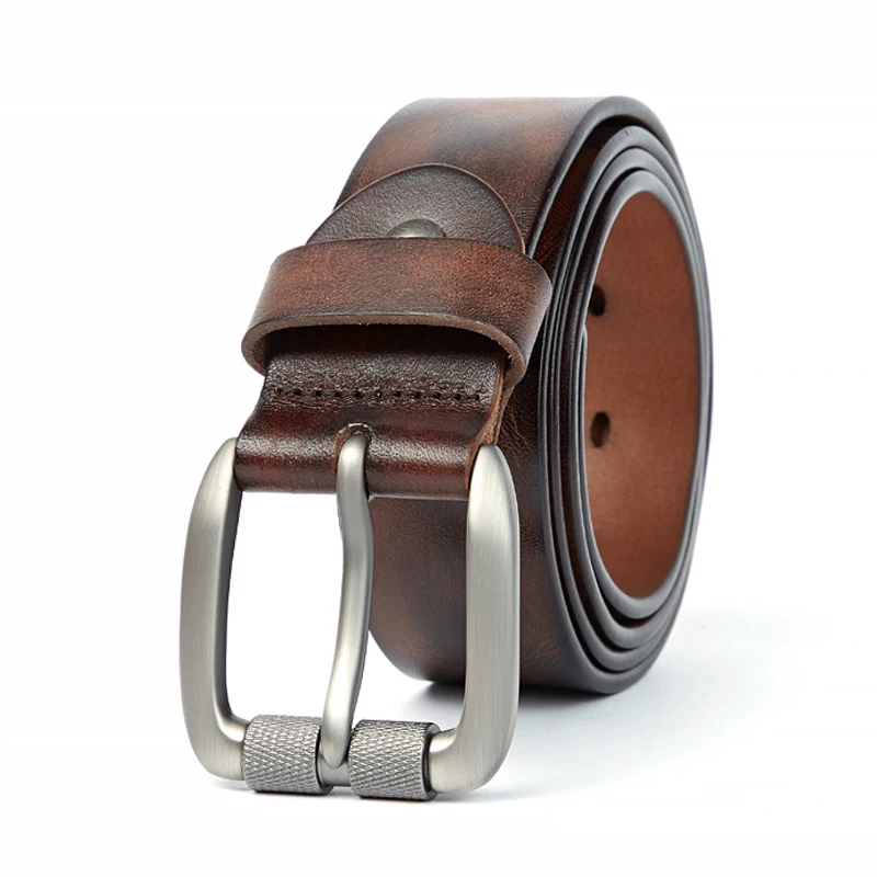 MEDYLA Men's Leather Belt Vintage Pin Buckle Natural Skin Waistband Strap Jeans Belt For Male Cowhide Belt Delivery In 24 Hours