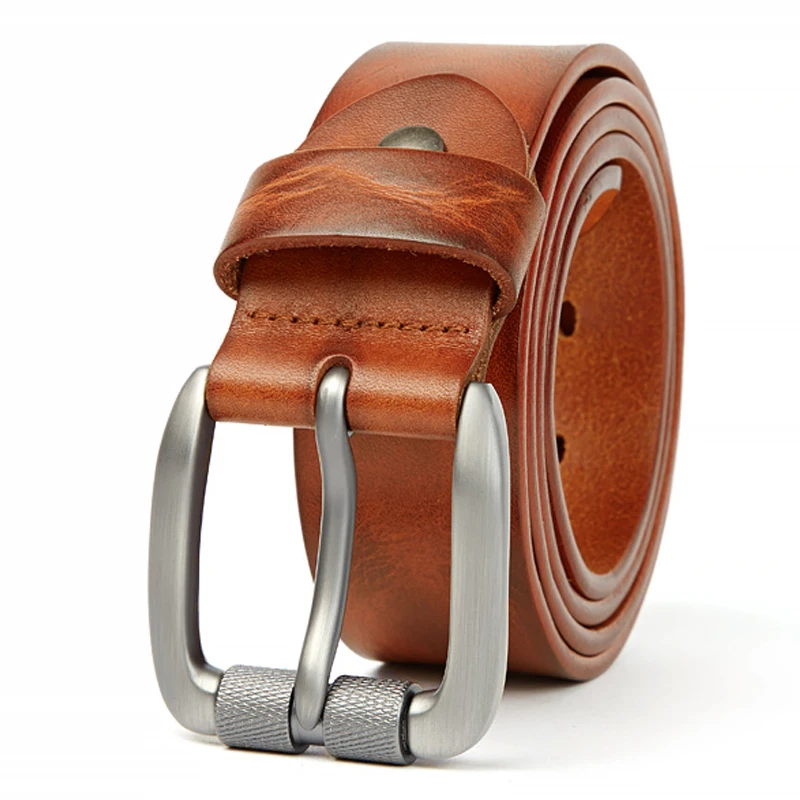 MEDYLA Men's Leather Belt Vintage Pin Buckle Natural Skin Waistband Strap Jeans Belt For Male Cowhide Belt Delivery In 24 Hours