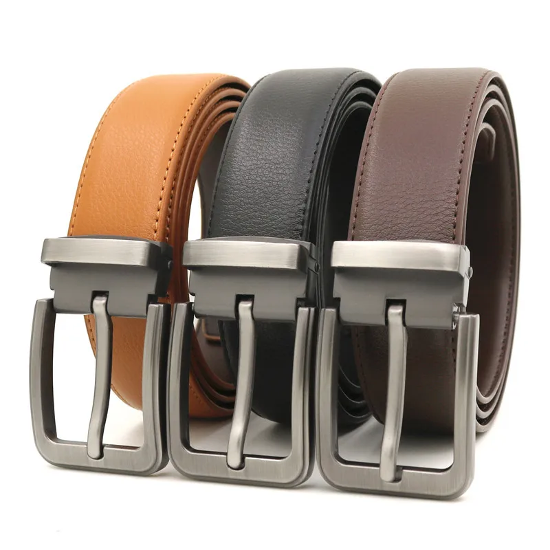3.3cm White Leather Belt Pin Buckle Youth Pants Casual Belt Original Belt for Men and Women