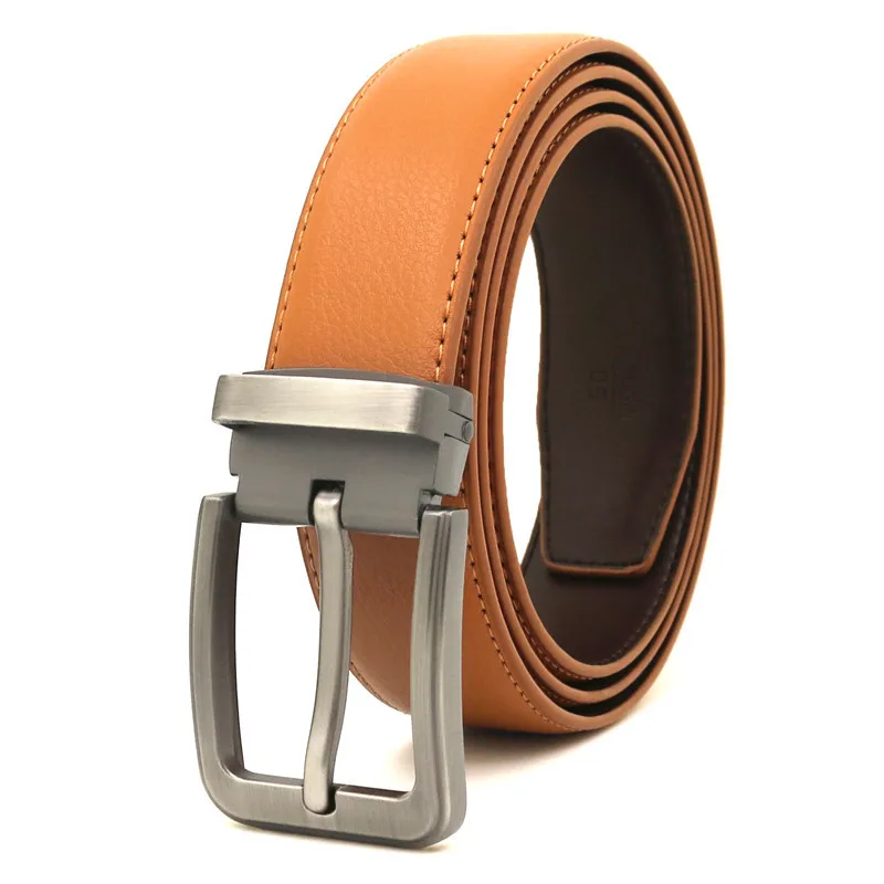 3.3cm White Leather Belt Pin Buckle Youth Pants Casual Belt Original Belt for Men and Women