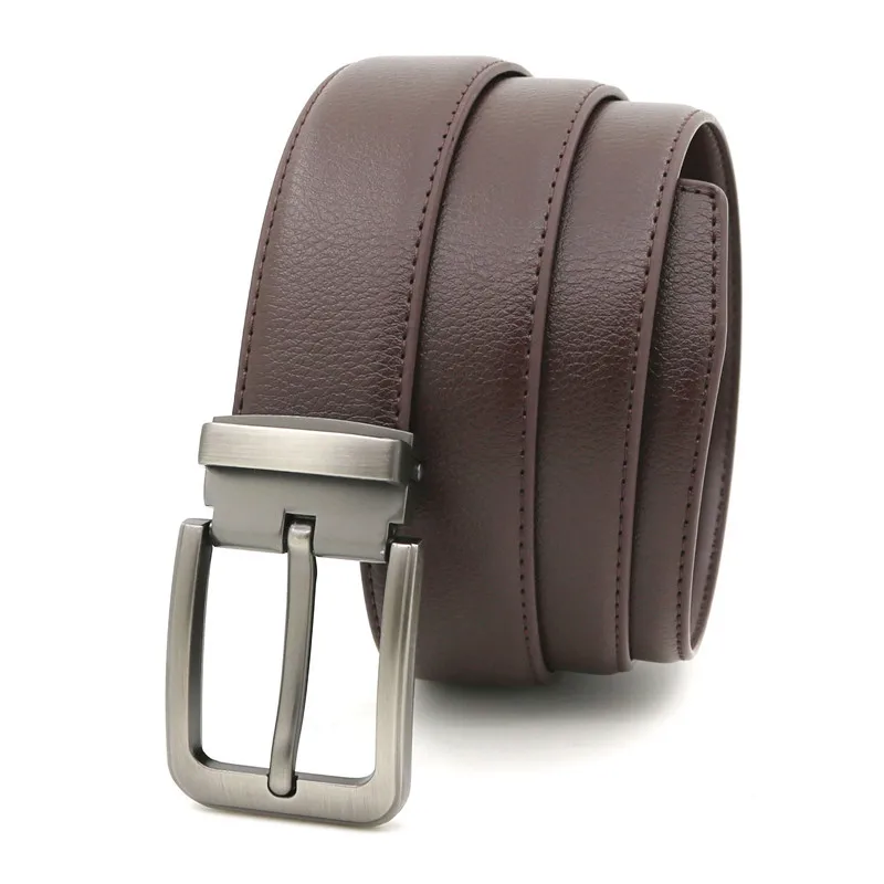 3.3cm White Leather Belt Pin Buckle Youth Pants Casual Belt Original Belt for Men and Women