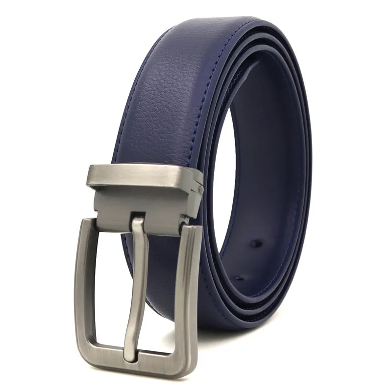 3.3cm White Leather Belt Pin Buckle Youth Pants Casual Belt Original Belt for Men and Women