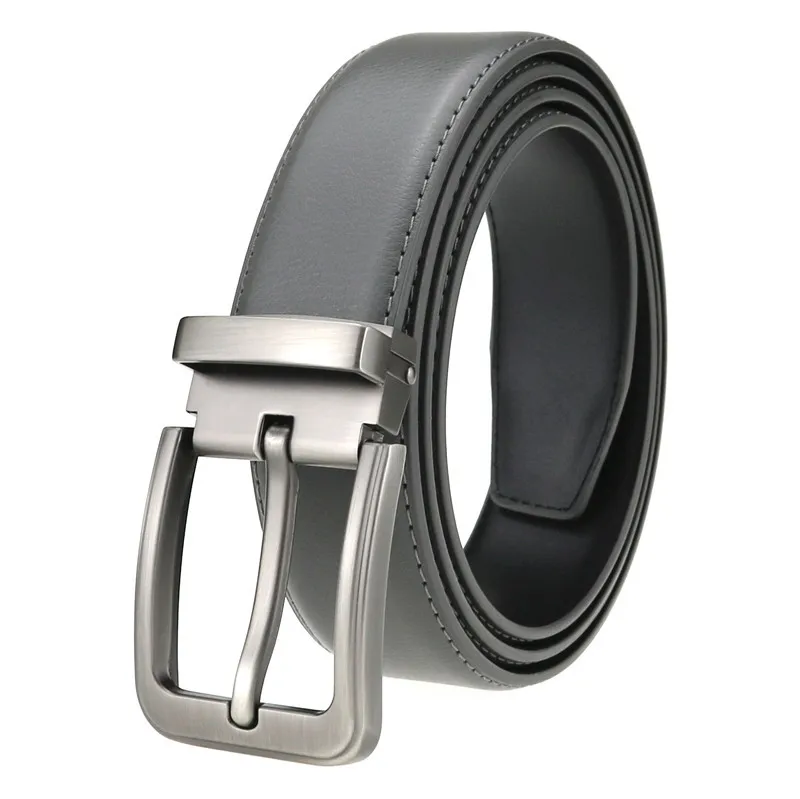3.3cm White Leather Belt Pin Buckle Youth Pants Casual Belt Original Belt for Men and Women