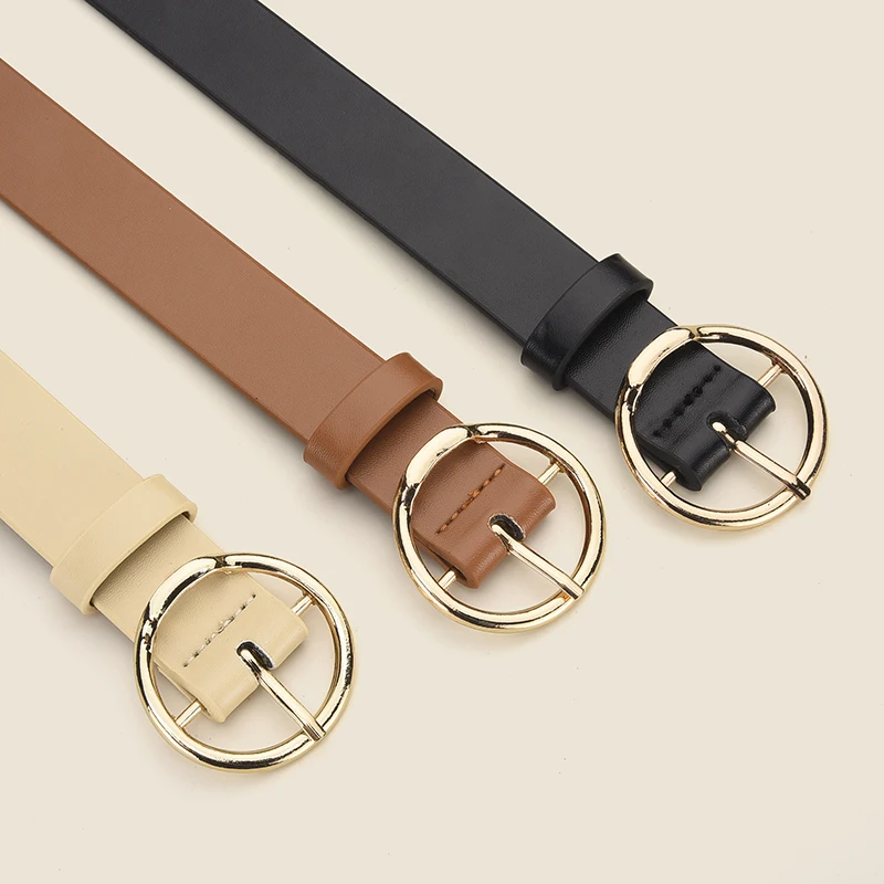 Personalized Women's Round Buckle Belt Paired With Skirt Jeans Belt Accessories Fashion Versatile Women's Birthday Party Gifts