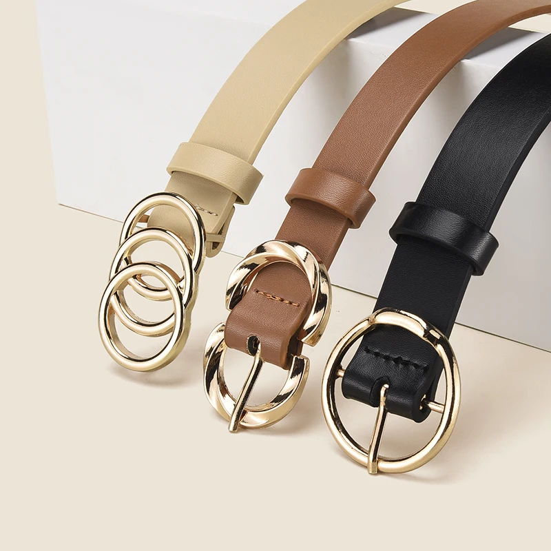 Personalized Women's Round Buckle Belt Paired With Skirt Jeans Belt Accessories Fashion Versatile Women's Birthday Party Gifts
