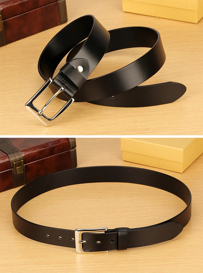 3.8cm Stainless Steel Buckle Anti Allergy Men Strap Genuine Leather Belt Casual High Quality Belt Vintage Original Cowhide