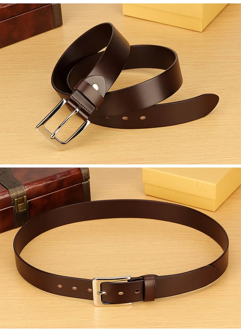 3.8cm Stainless Steel Buckle Anti Allergy Men Strap Genuine Leather Belt Casual High Quality Belt Vintage Original Cowhide