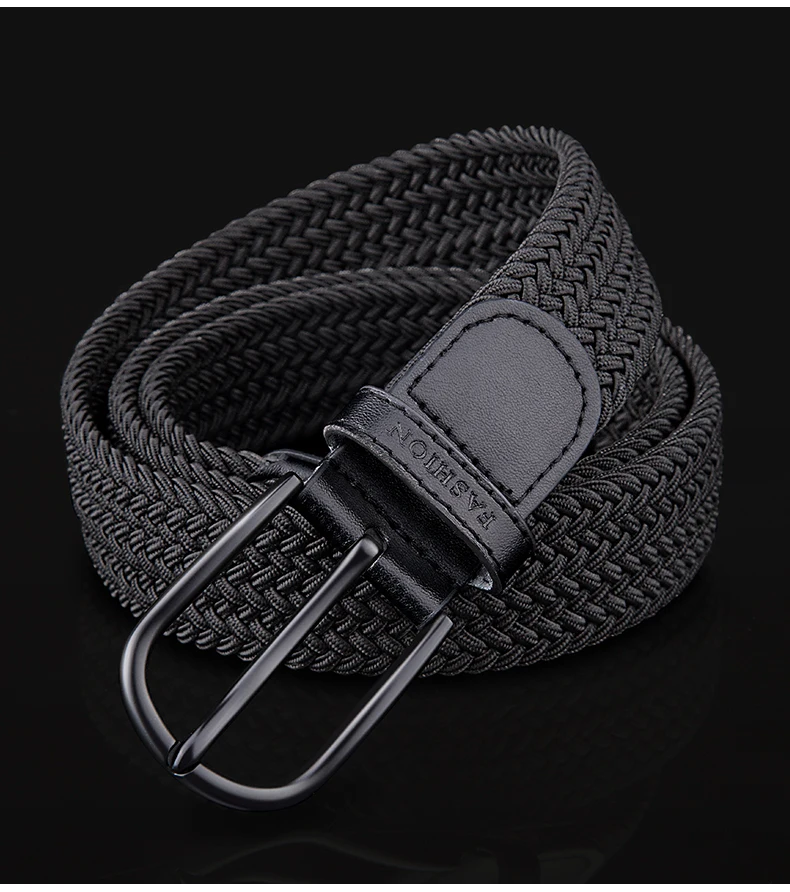 Belt Men's fashion canvas stretch belt braided non-hole design all-match young student jeans belt
