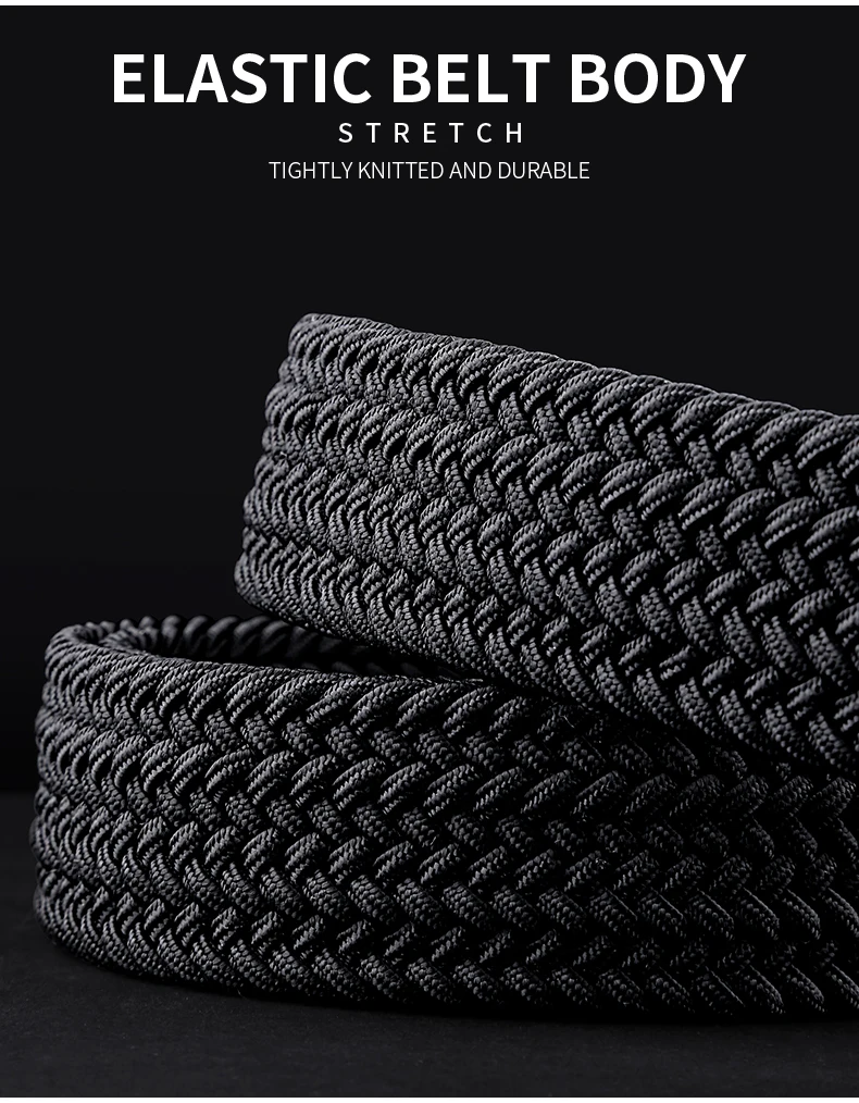Belt Men's fashion canvas stretch belt braided non-hole design all-match young student jeans belt