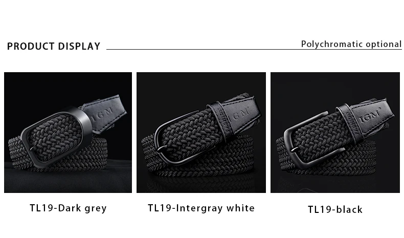 Belt Men's fashion canvas stretch belt braided non-hole design all-match young student jeans belt
