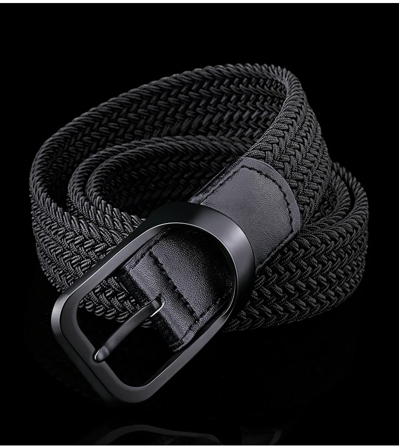 Belt Men's fashion canvas stretch belt braided non-hole design all-match young student jeans belt