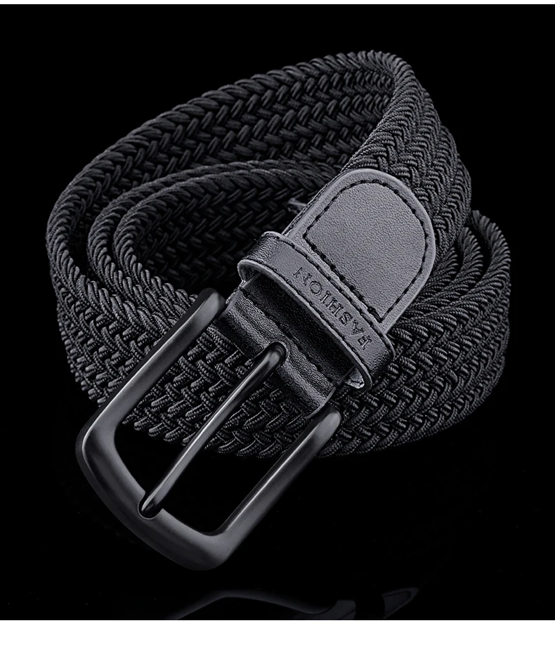 Belt Men's fashion canvas stretch belt braided non-hole design all-match young student jeans belt