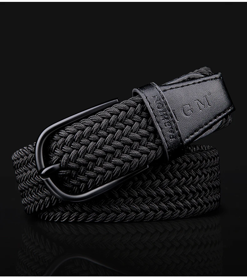 Belt Men's fashion canvas stretch belt braided non-hole design all-match young student jeans belt