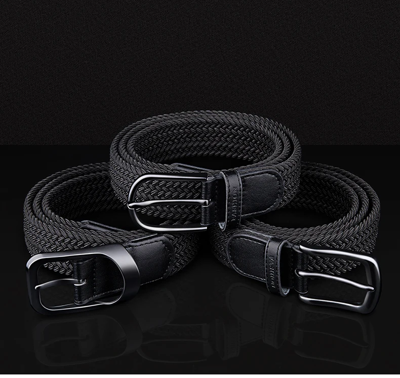 Belt Men's fashion canvas stretch belt braided non-hole design all-match young student jeans belt