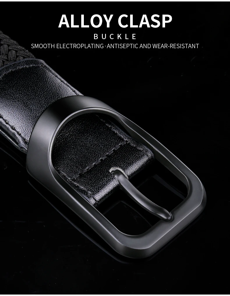 Belt Men's fashion canvas stretch belt braided non-hole design all-match young student jeans belt