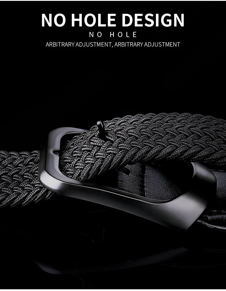 Belt Men's fashion canvas stretch belt braided non-hole design all-match young student jeans belt