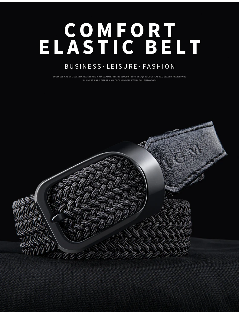 Belt Men's fashion canvas stretch belt braided non-hole design all-match young student jeans belt