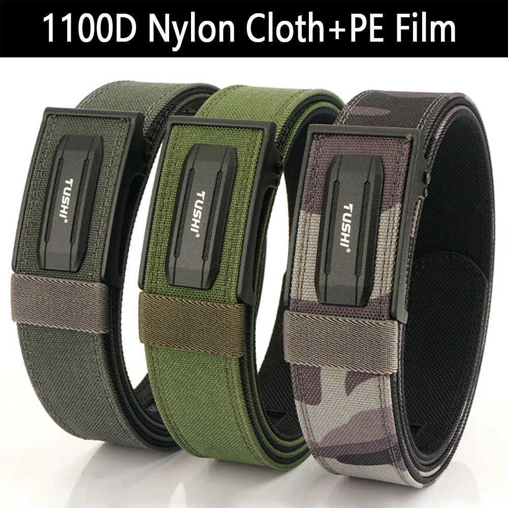 TUSHI New Hard Gun Belt for Men and Women Alloy Automatic Buckle Tactical IPSC Outdoor Belt 1100D Nylon Military Belt Male