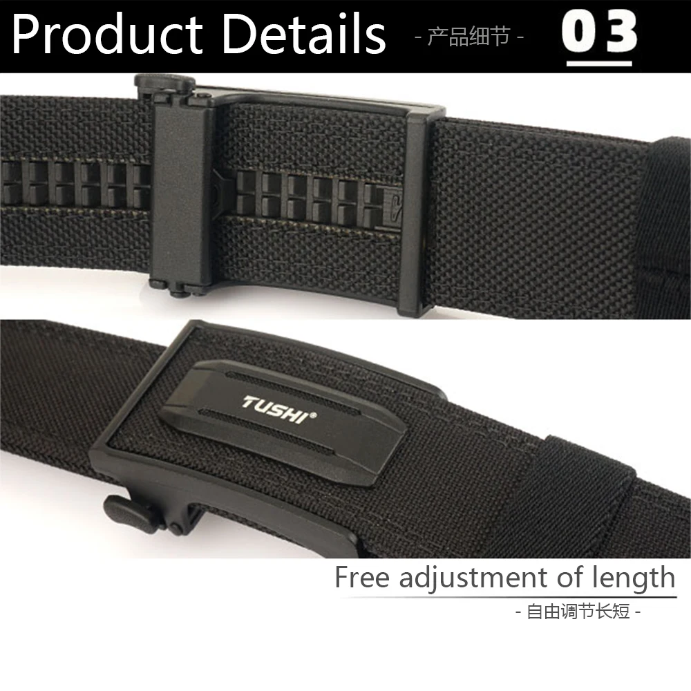 TUSHI New Hard Gun Belt for Men and Women Alloy Automatic Buckle Tactical IPSC Outdoor Belt 1100D Nylon Military Belt Male
