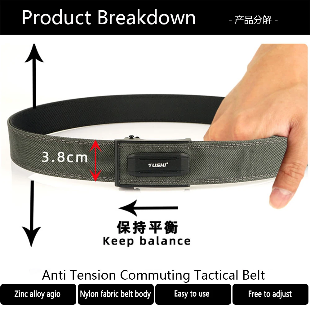 TUSHI New Hard Gun Belt for Men and Women Alloy Automatic Buckle Tactical IPSC Outdoor Belt 1100D Nylon Military Belt Male