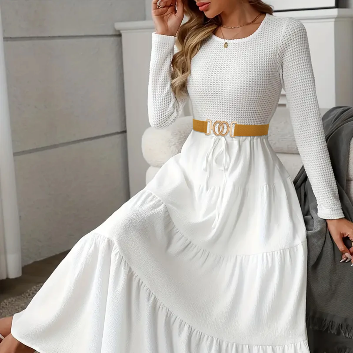 SISHION 2026 Vintage Fashion Round Buckle Elastic Waistband Corset Women Waist Belt Black Red Green YD0081