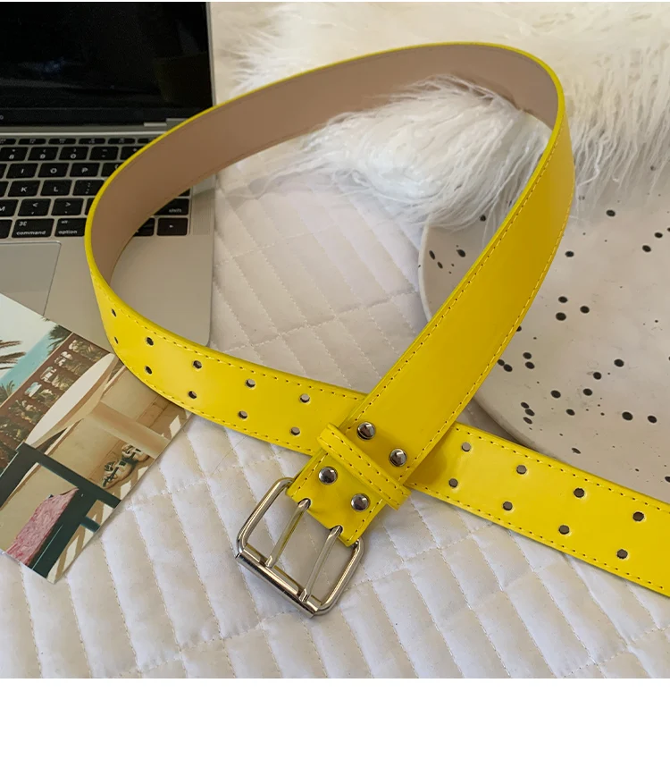 Wide Design Sense Y2K Double-Breasted Yellow Belt For Women With Skirt Jeans With Waistcoat Decoration Versatile Belt