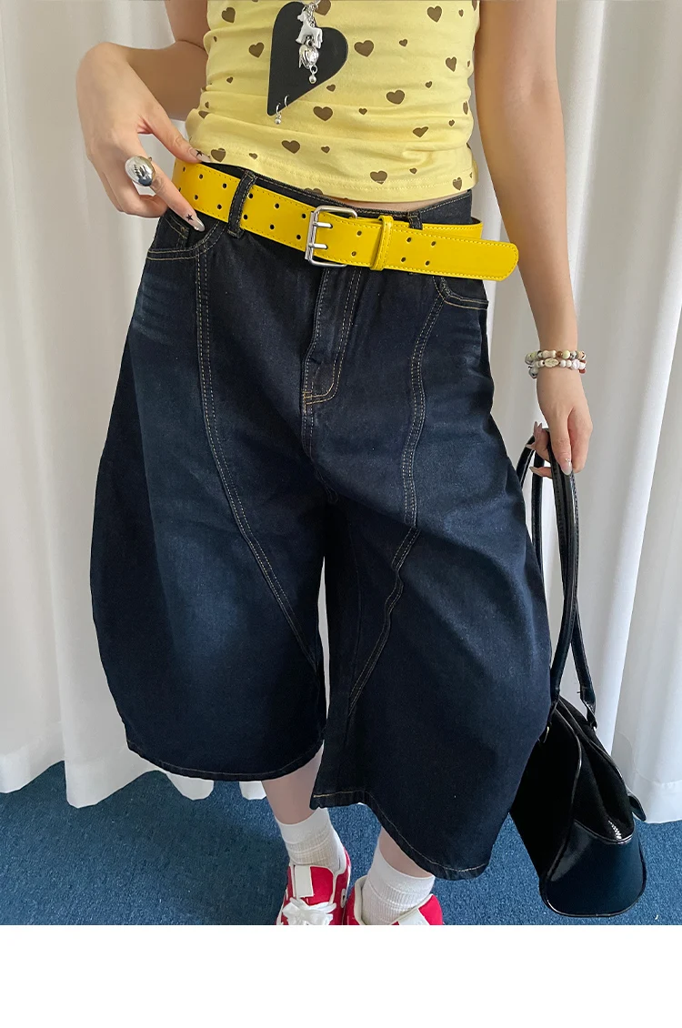 Wide Design Sense Y2K Double-Breasted Yellow Belt For Women With Skirt Jeans With Waistcoat Decoration Versatile Belt