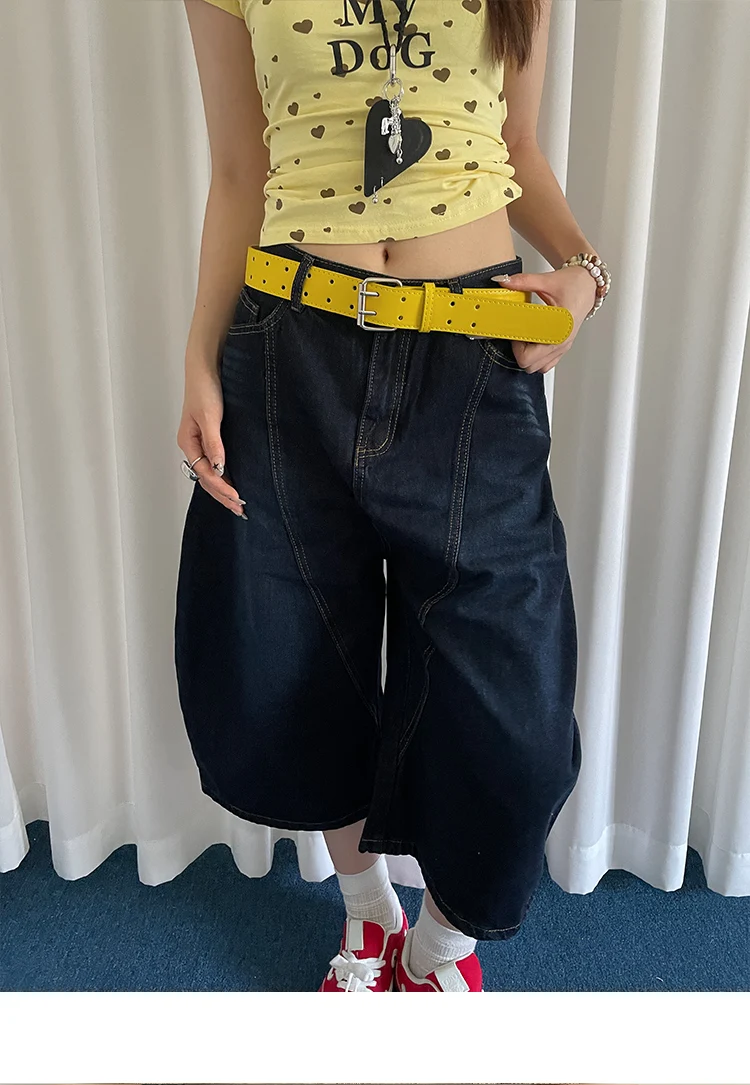 Wide Design Sense Y2K Double-Breasted Yellow Belt For Women With Skirt Jeans With Waistcoat Decoration Versatile Belt
