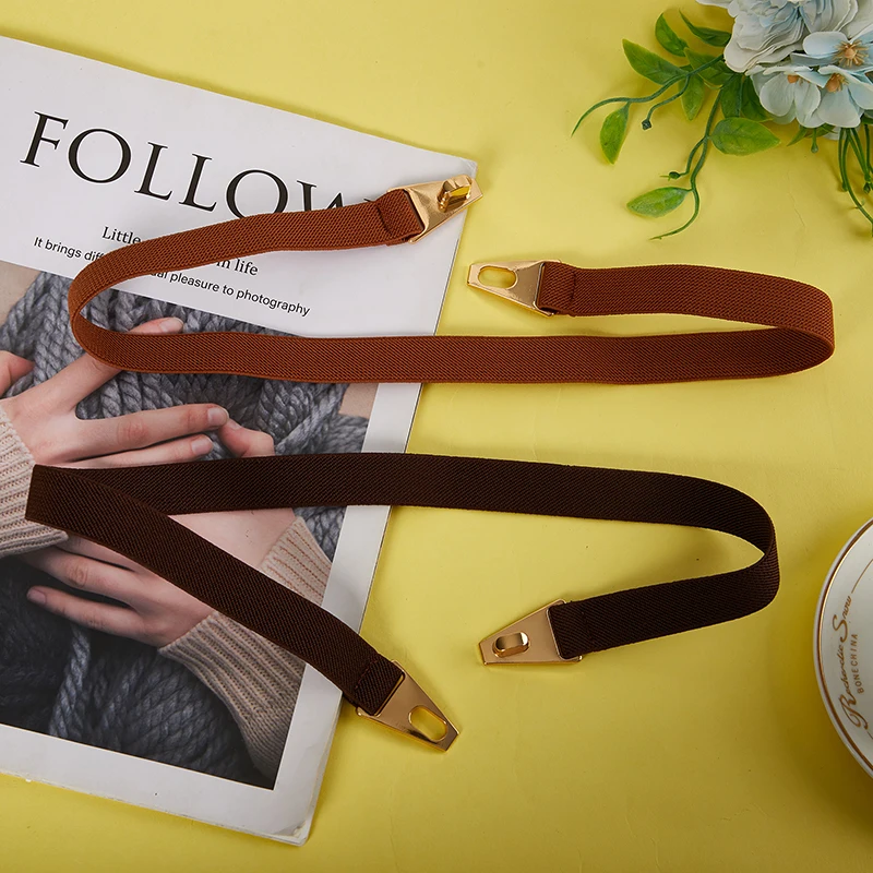 Fashion Elastic All-match Belts For Women Black Color Metal Buckle Thin Belt Casual Ladies Suit Dress Sweater Coat Waistband