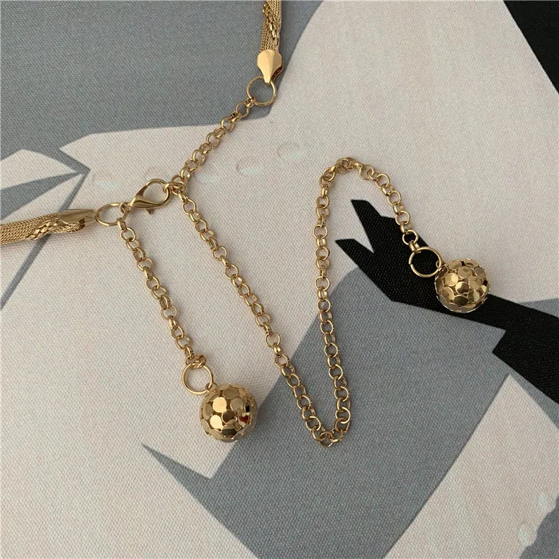 Gold Metal Thin Women Belt Elegant Shiny Tassel Long Chain Waist Belts For Ladies Fashion Dress Skirt Waistband Body Belts