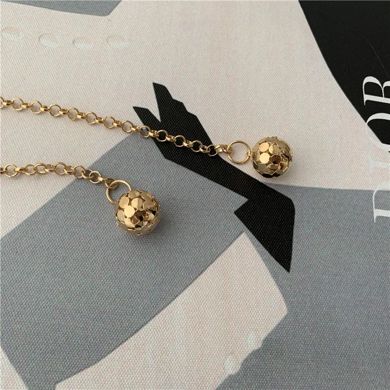 Gold Metal Thin Women Belt Elegant Shiny Tassel Long Chain Waist Belts For Ladies Fashion Dress Skirt Waistband Body Belts