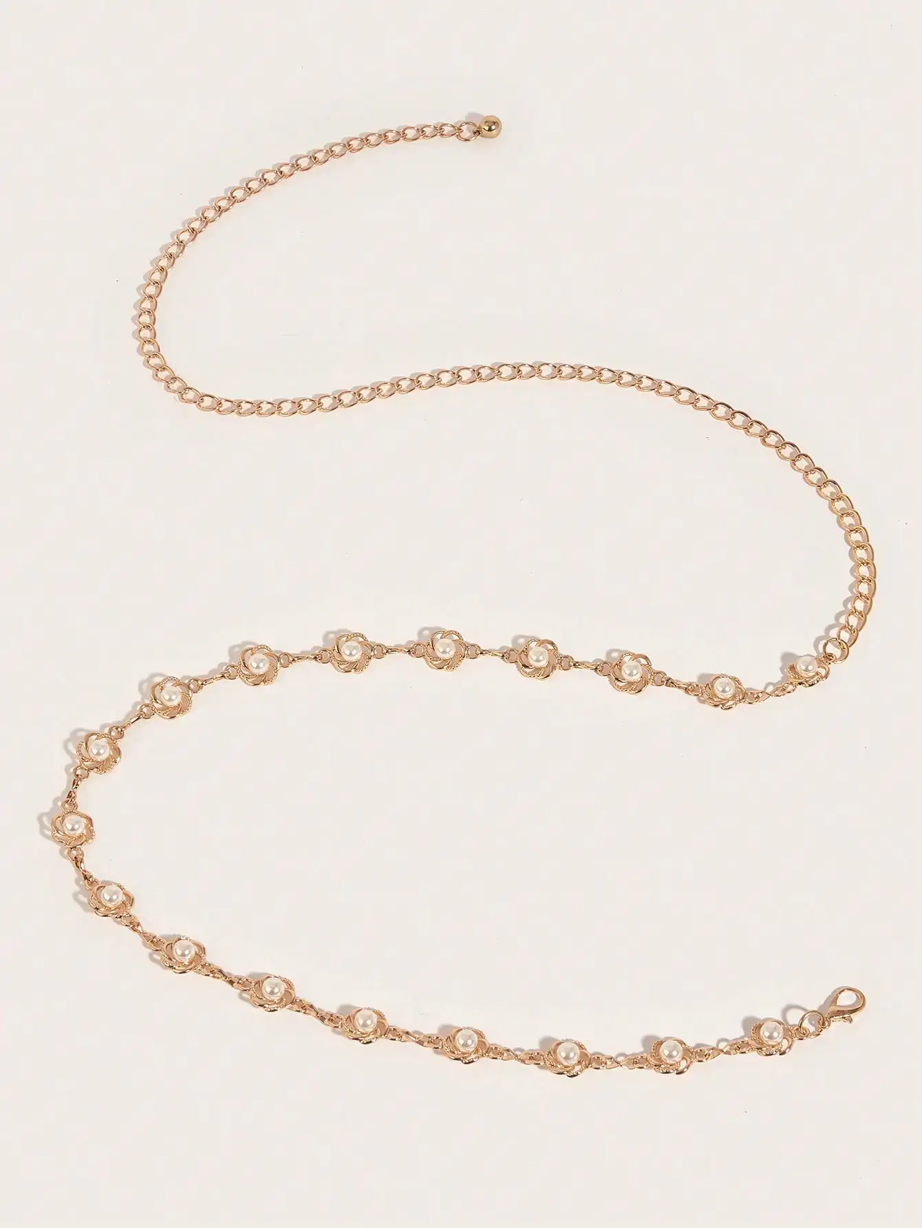 HERSHINE 1-piece plus-size women's hollow-out pearl and floral waist chain, an elegant and fashionable accessory，spring，summer