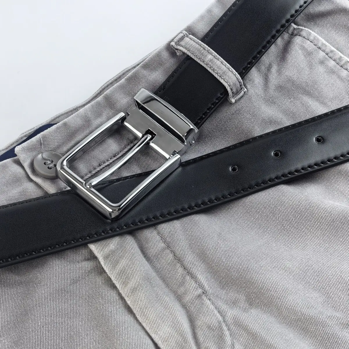 New Men's Trouser Belt Alloy Silver Metal Buckle Leather Belt Male 28mm33mm Cowhide 125cm Brown Belt Girdle