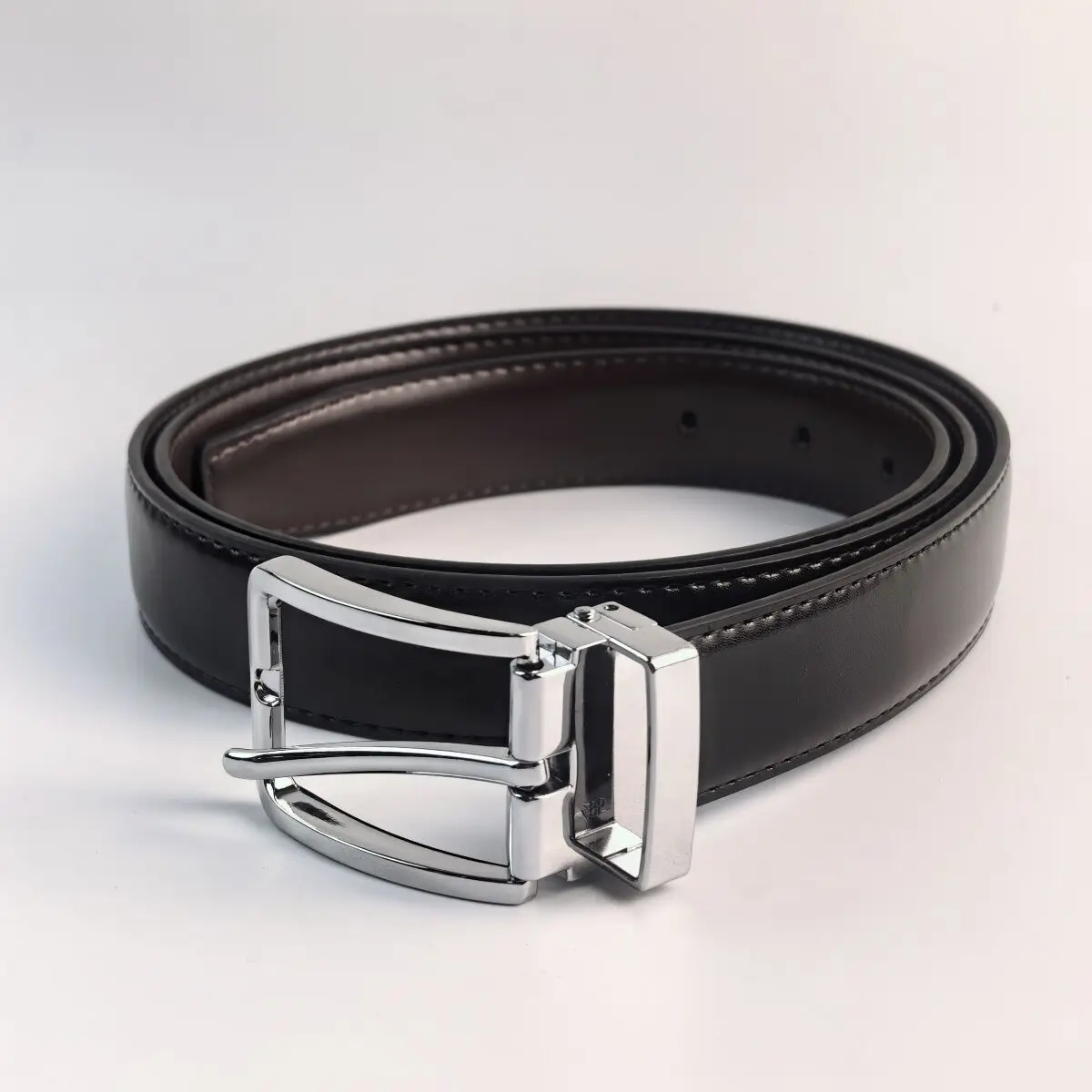 New Men's Trouser Belt Alloy Silver Metal Buckle Leather Belt Male 28mm33mm Cowhide 125cm Brown Belt Girdle