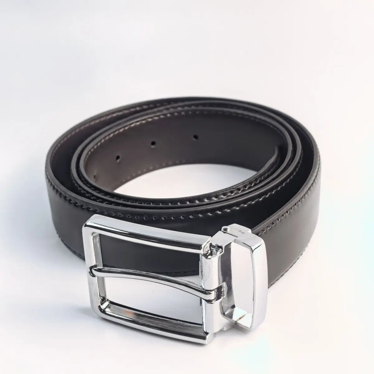 New Men's Trouser Belt Alloy Silver Metal Buckle Leather Belt Male 28mm33mm Cowhide 125cm Brown Belt Girdle
