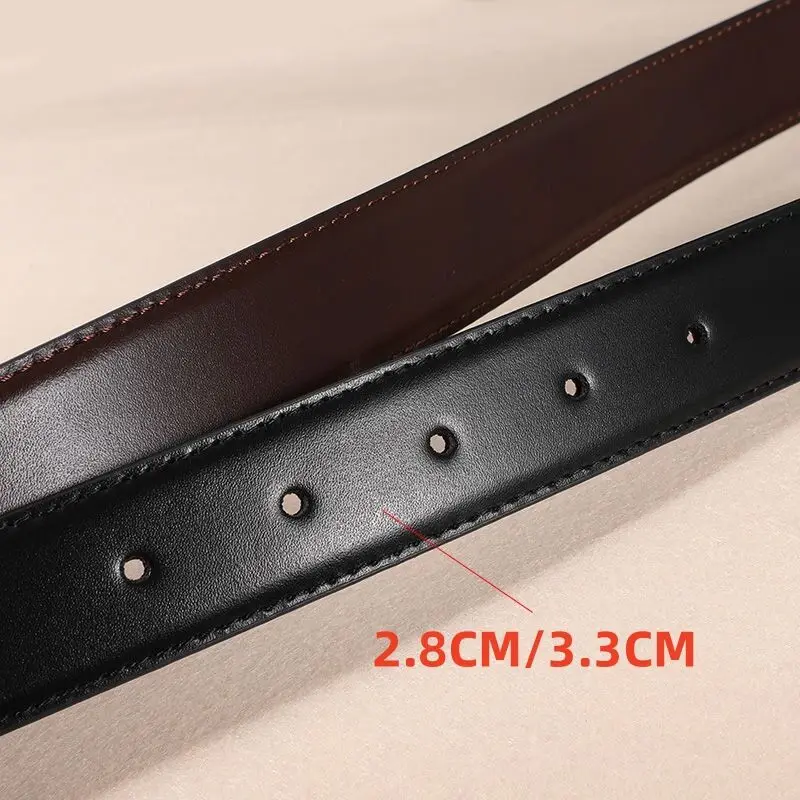 New Men's Trouser Belt Alloy Silver Metal Buckle Leather Belt Male 28mm33mm Cowhide 125cm Brown Belt Girdle
