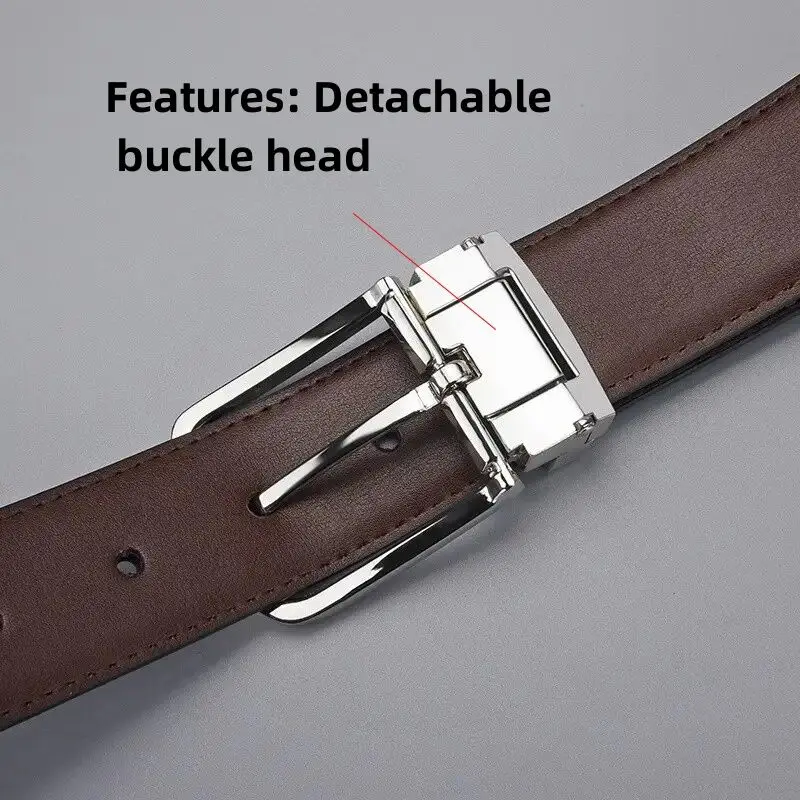 New Men's Trouser Belt Alloy Silver Metal Buckle Leather Belt Male 28mm33mm Cowhide 125cm Brown Belt Girdle