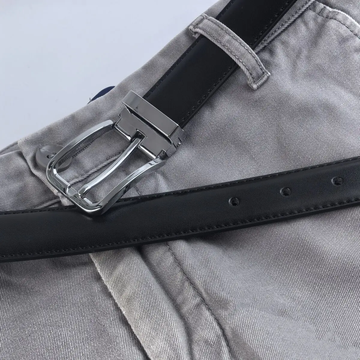New Men's Trouser Belt Alloy Silver Metal Buckle Leather Belt Male 28mm33mm Cowhide 125cm Brown Belt Girdle