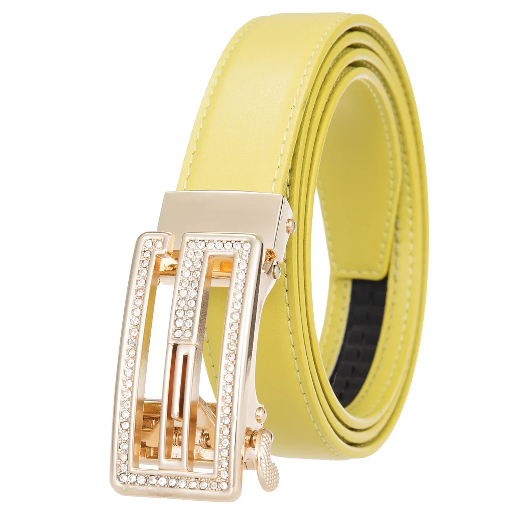 New Women Belt Genuine Leather Luxury Designer Adjustable Belt Buckle Fashion Fine Jeans Belt LY125-25128-1