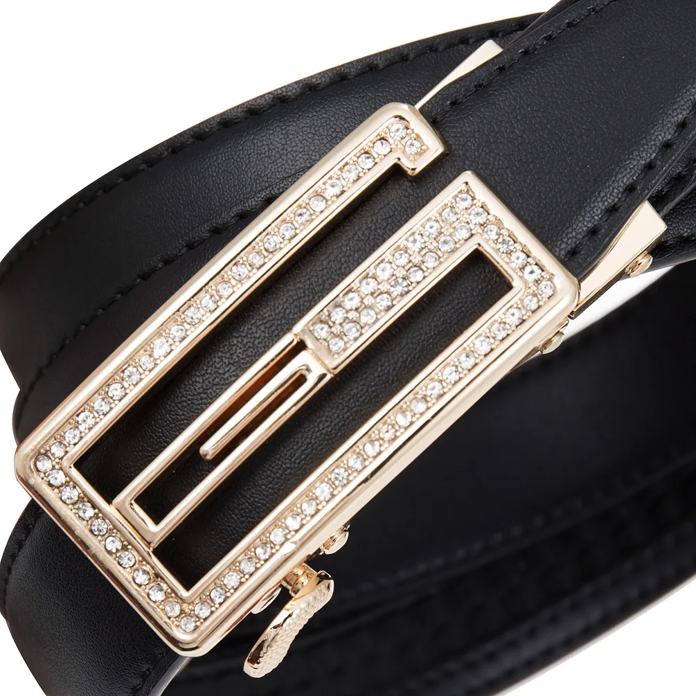 New Women Belt Genuine Leather Luxury Designer Adjustable Belt Buckle Fashion Fine Jeans Belt LY125-25128-1