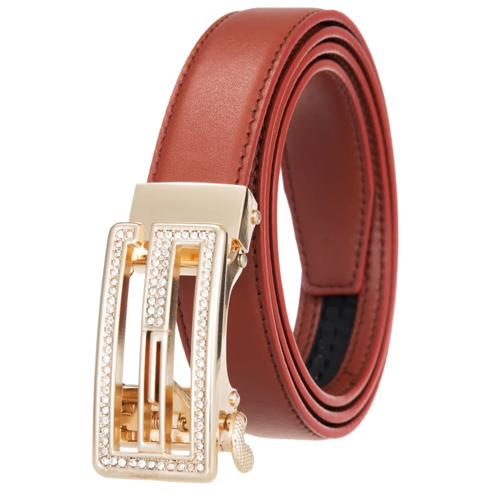 New Women Belt Genuine Leather Luxury Designer Adjustable Belt Buckle Fashion Fine Jeans Belt LY125-25128-1