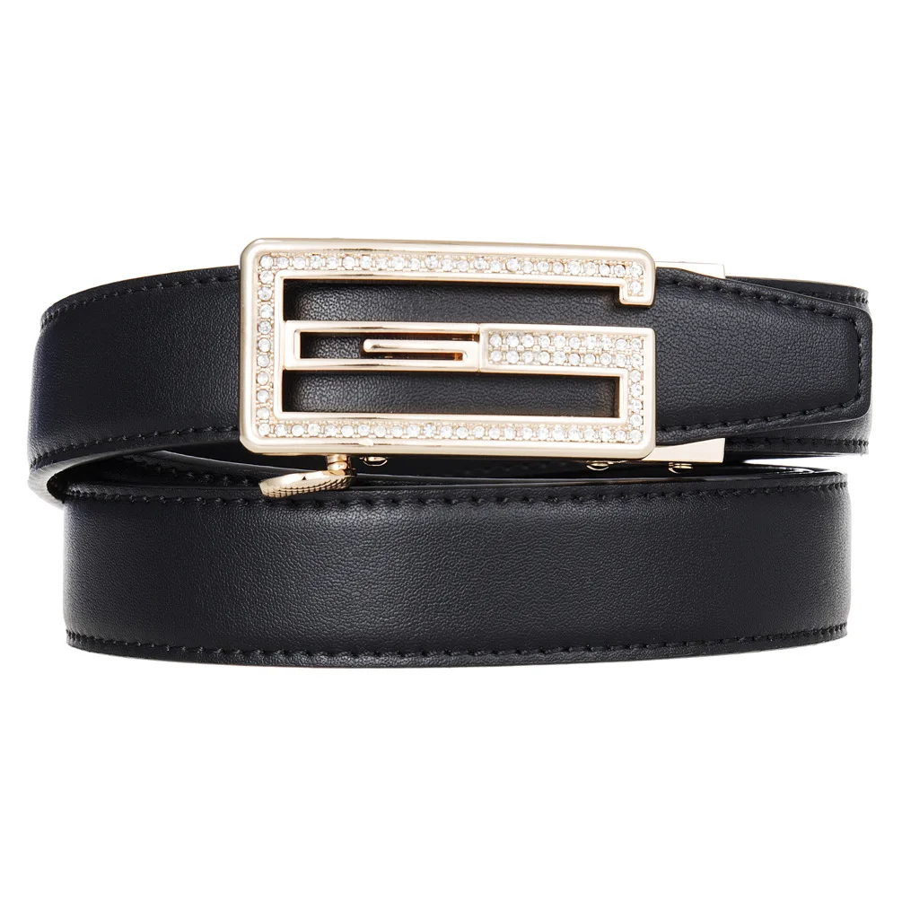 New Women Belt Genuine Leather Luxury Designer Adjustable Belt Buckle Fashion Fine Jeans Belt LY125-25128-1