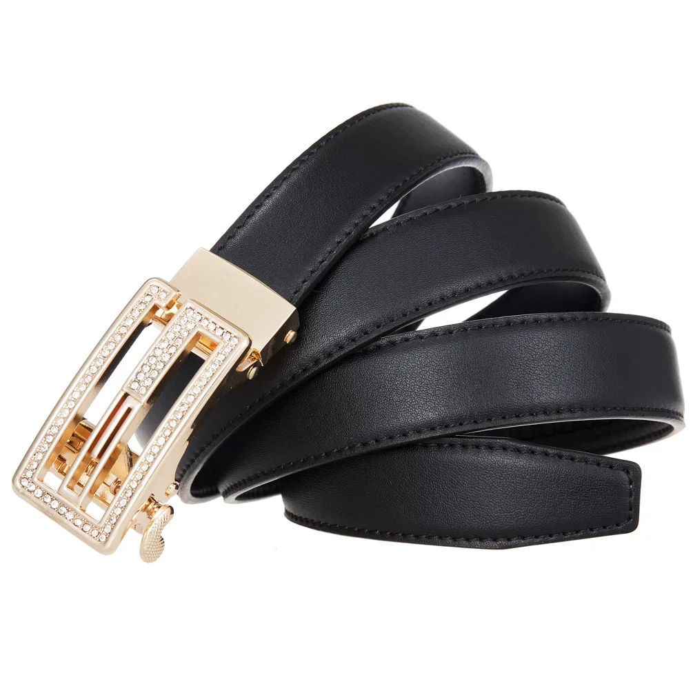 New Women Belt Genuine Leather Luxury Designer Adjustable Belt Buckle Fashion Fine Jeans Belt LY125-25128-1